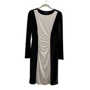 American Living Womens Black Cream Colorblock Long Sleeve Sheath Dress Size 8